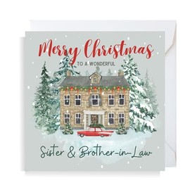 Second Ave Sister & Brother-in-Law Christmas House Square Xmas Holiday Festive Greetings Card
