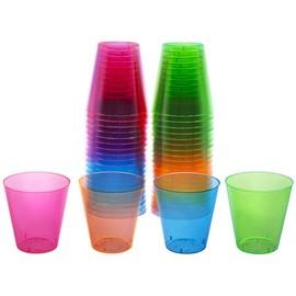 Party Essentials Hard Plastic 2-Ounce Shot/Shooter Glasses, 40-Count, Assorted Neon