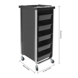 Salon Trolley Cart, Plastic Salon Rolling Cart for Stylist Beauty Storage Cart with 5 Drawers for Hairdressing Beauty SPA Tattoo Black