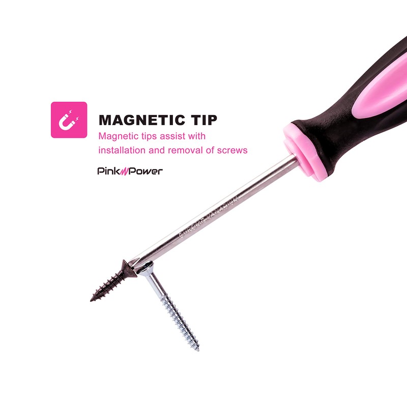 Pink Power Magnetic Screwdriver Set - 6 Piece Phillips and