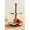 Mud Pie Checkered Marble Tiered Server; 16" x 12" dia