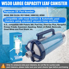 Kavius Upgraded W530 Pool Leaf Canister w/Mesh Bag Large Capacity Compatible with Hayward Pen-tair Pool Vacuum Cleaner Navigator Aquanaut Kreepy Krauly Heavy Duty Open Line Pool Leaf Catcher R211084K