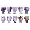 JSDDE Amethyst Crystal Angel Figurine Healing Gemstone Carved Mini Pocket