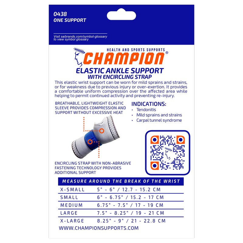 Elastic Wrist Support Compression Sleeve with Encircling Strap, Small