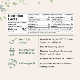 Micro Ingredients Organic MCT Oil Powder 1 Pound