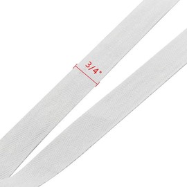 Natural Cotton Twill Tape Bunting Bias Tape 3/4 Inch Herringbone Webbing Tape Roll for Apron Sewing Dressmaking Craft (White)