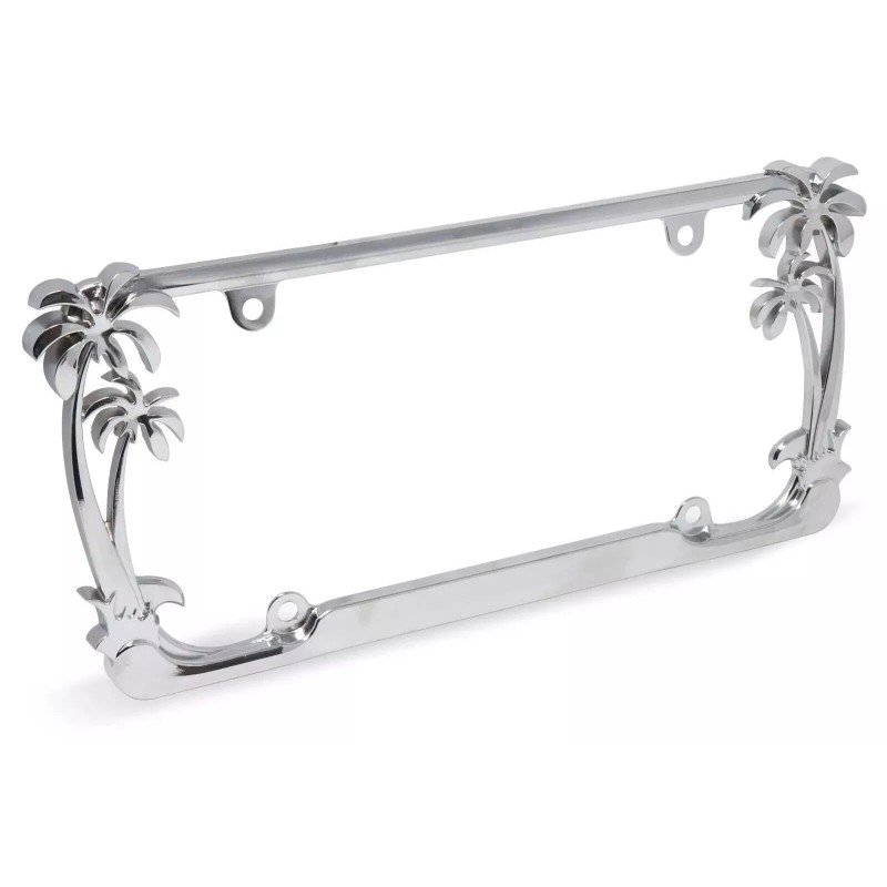 BLVD Tropical Palm Tree Chrome Polished License Plate Frame (2