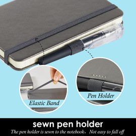 NIRMIRO Small Pocket Notebook Journal for Men/Women, 3 Pack A6 Mini Small Notepad Note Book 3.7" x 5.7" with Pen Holder for Work Travel Writing, Leather, Grey