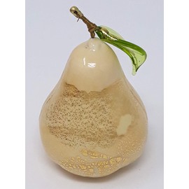 Murano Glass Hand Blown Ivory Pear - Handmade Italian Glass, 3"