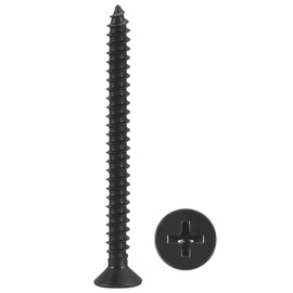 METALLIXITY Countersunk Phillips Wood Screws (#6x1-5/8") 100Pcs, Carbon Steel Coarse Thread Phillips Drive Flat Head Wood Screws - for Furniture Installation Repair, Black