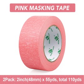 BOMEI PACK Pink Painters Tape 48mm x 55yds, 2Rolls Masking Tape for General Painting