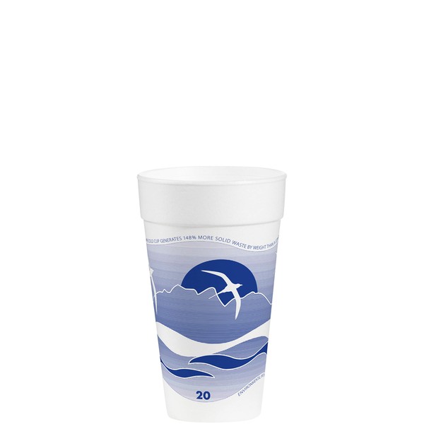 DART 20J16H Horizon Foam Cup, Hot/Cold, 20oz., Printed, Blueberry/White, 25 Per Bag (Case of 20 Bags)