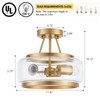 MERCASA Modern Gold Semi Flush Mount Ceiling Light,3-Lights Gold Glass