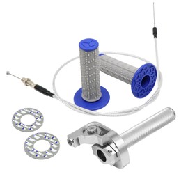 YWLUWEI Throttle Grip Motorcycle 7/8" 22mm CNC Aluminum Quick Twister with Throttle Cable and Handlebar Grip for CRF50 KLX SSR TTR 110 125 150 200 250cc Dirt Pit Bike ATV Mini Bike (Silver)