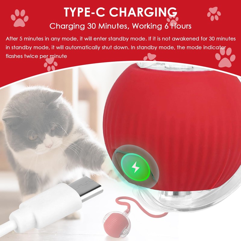 Interactive Cat Toy Cat Ball Electric Charging via USB Magic