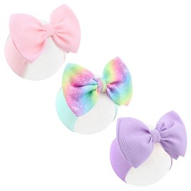 Lanmerry Rainbow Colored Hair bows for Newborn Infant Toddler Baby Girl Pink Purple Headbands 3pcs Girls Hair Accessories Baby Shower Gifts