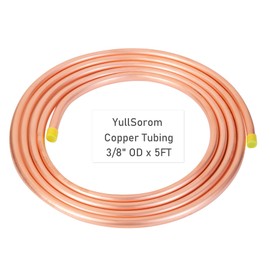 Copper Tubing 3/8" OD x 0.328" ID x 5 Ft - 99.9% C12200 Pure ACR Copper Tube,Refrigeration Seamless Round T2 Pure copper tubes,Round Seamless Tubing for Refrigerator HVAC System Industry DIY