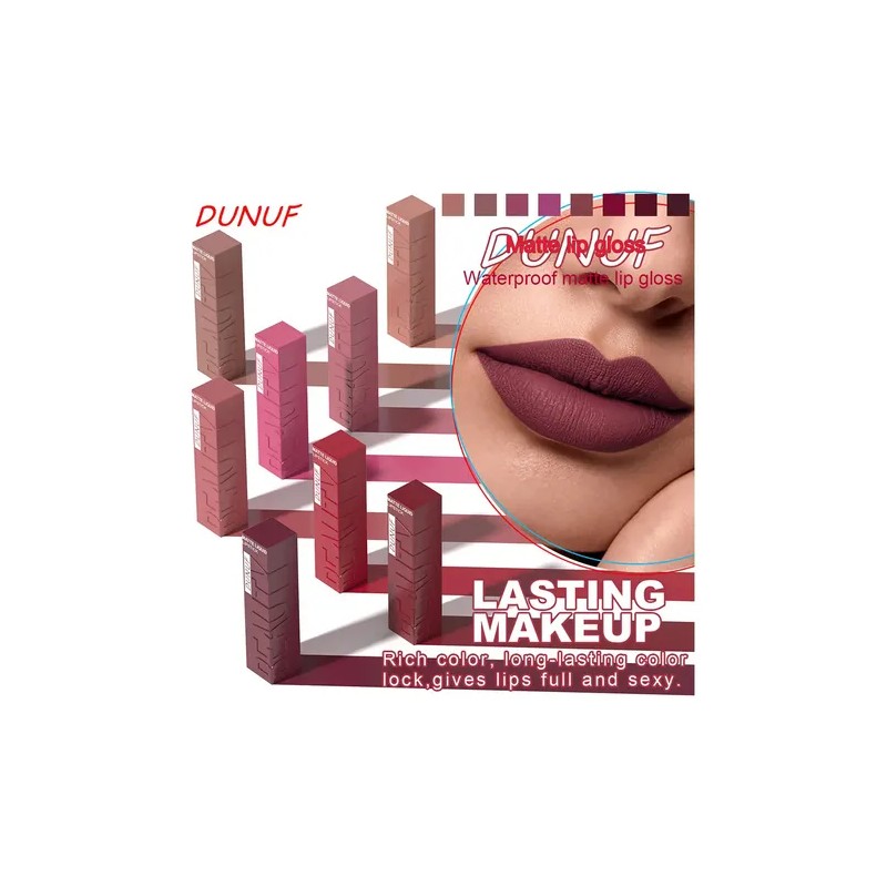 Dunuf 1pc Brillo De Labios Mate Y A Prueba De