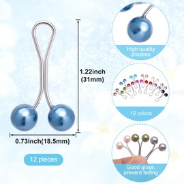 Joez Wonderful 12pcs Hijab Pins Clips for Women, Cute Scarf Clip Hijab Pins Pearl Brooch Pins, Headscarf Shawl Scarf Muslim Hijab Scarf Clips Safety Pins Buttons Wedding Dress Decorative Boutonniere