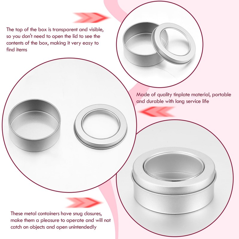 TecUnite 40 Pack 2 Ounce Metal Tin Cans Round Empty