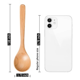 Hefild 7 PCS Wooden Spoons for Eating, 7 inch Wooden Honey Spoons for Tea, Wooden Teaspoons for Stirring Coffee, Beech Wood Table Spoons for Cooking, Small Serving Spoons for Soup, Desserts & Cereal