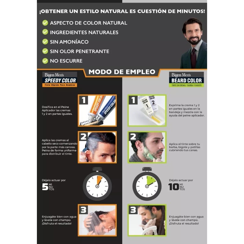 Bigen Mayoreo 3piezas Tinte Bigen Men's Barba ·castaño Oscuro B103