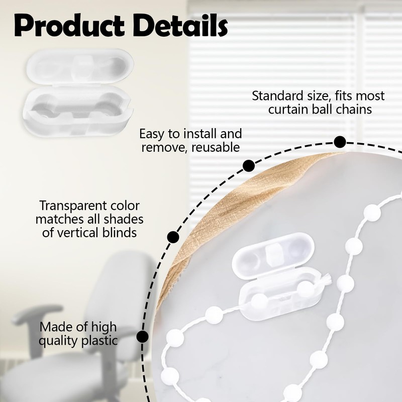 Clear Blind Pull Cord Connector Clips for Replacement Household Chain