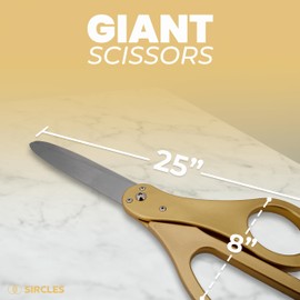 SIRCLES Grand Opening Ribbon Cutting Ceremony Kit - 25" Giant Scissors, 5yd of 4" Wide Ribbon, 10ft Banner, 8 Gold & 8 White Balloons, 19 ft Banner Rope, 2 Rolls Balloon Ribbon - Grand Opening Kit