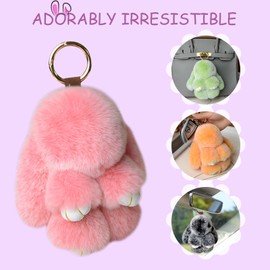 gudong Cute Bunny Lulu Keychain With Tin, Charm Bunny Keychain Fluffy With Box for Girl,Kids,Backpack,Purse,Handbags,Birthday Christmas Valentine's Day Gifts for Women