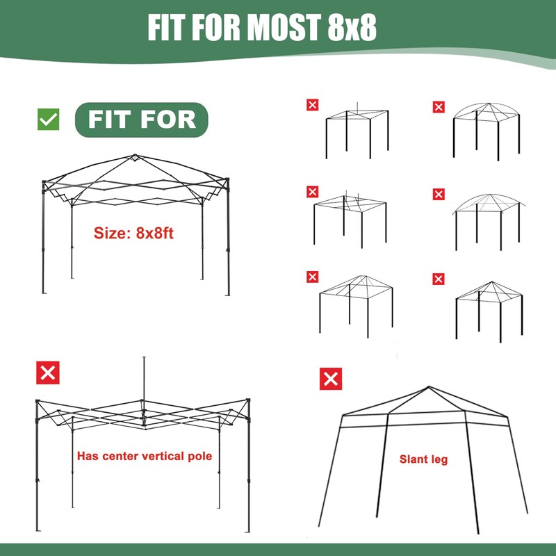 Canopy Replacement Top with Air Vent and Buckle for 8x8