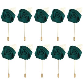 10pcs Wedding Lapel Flower Pin Rose for Man Suit Decoration-blackish green