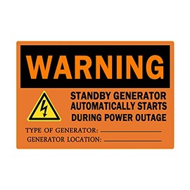 20 Pack Warning Standby Generator Starts Automatically OSHA Label Decal,5x3.5 Inch Warning Sign | Decal | Protect Your Business, Work Site, Warehouse & Shop Area