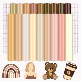 Tintnut Skin Tone Permanent Vinyl - 18 Sheets 12"x10", Brown Tan Cream Camel Barely Beige Permanent Adhesive Vinyl for Cutting Machine,Home Decor Self Sticker