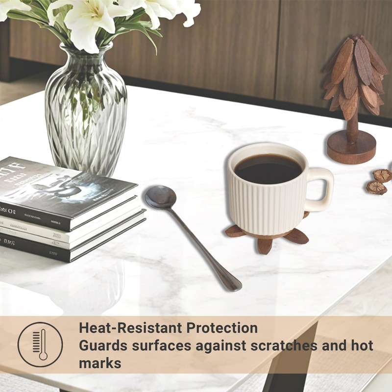 Yuoyar Coasters, Wooden Tree-Shaped sapele Wood Drink Coasters Set for