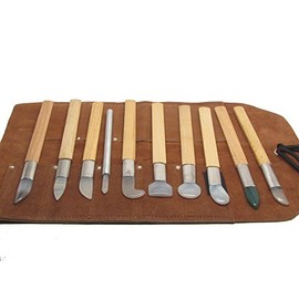 Agate Burnishers - 9 pc Set - Includes Leather Tool Roll - Bezel Gold Silver Leaf Tools for Bookbinding, Jewelry, Metal, Clay, Keeum-Boo