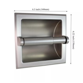 FDH Formosa Design Hardware Brushed Nickel Wall Mounted Heavy Duty Recessed Toilet Paper Holder