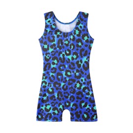 HOZIY Gymnastics Leotards for Toddler Girls Baby 1t 2t 12-18 18-24 Months With Shorts Biketard Toddler Girl Kids Leo Bodysuits Apparel Tumbling Outfits Sparkle Dance Clothing Neon Blue Green Leopard
