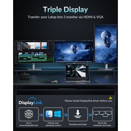 PHIXERO Displaylink Dock, estación de acoplamiento 12 en 1, monitor dual 4K a 60HZ para MacBook, Windows, estación de acoplamiento USB C con 2 HDMI y 2 DisplayPort, 100W PD, 3 USB 3.2 [10 Gbps], Ethernet, audio