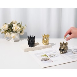 BOIHEGU Black Skull Gothic Ring Jewelry Holder Tray Dish Organizer, Gothic Skull Enthusiasts Gifts