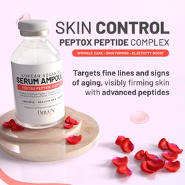 BRÜUN Peptox Peptide Facial Serum Ampoule – Hydrating Korean Skincare Serum for Face and Body, for Use with or without Derma Pen (Not Included), 1.18 fl.oz