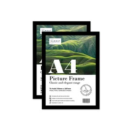 Almost Frameless A4 Black Picture Frame Set of 2, Display A4 Picture Gallery Wall, Poster, Photo, Artwork, or Print, Black