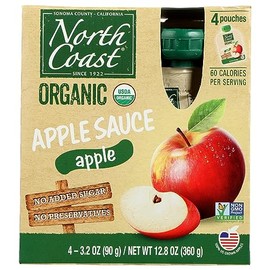 North Coast Organic Apple Sauce In Pouch, 4 Packs, Non GMO, 12.8 Ounces (Pack Of 6)