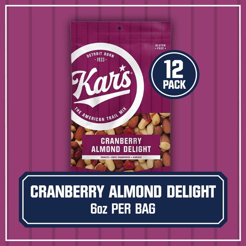 Kar's Nuts Cranberry Almond Trail Mix 6oz Bag (Pack of