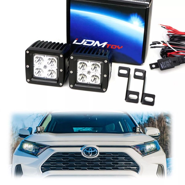iJDMTOY A-Pillar/Ditch Mount LED Pod Light Kit w/ Bracket/Wiring For