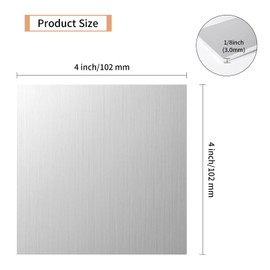 Tynulox 10PCS 6061 Aluminum Sheet Metal 1/8" x 4" x 4", Aluminum Plates Covered with Protective Film, Heat Treatable Aluminum Flat Bar for DIY Craft, Industry