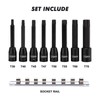 CASOMAN 8 Piece 3/8” Drive Extra Long Torx Star Bit
