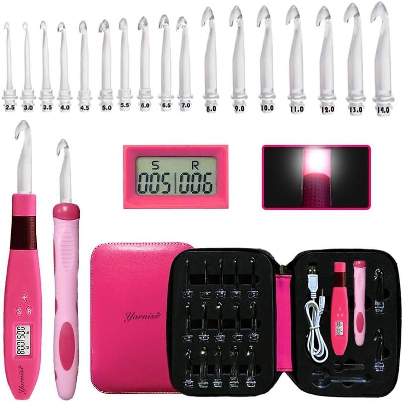 17 Size Counting Crochet Hooks Set, Light Up Crochet Hooks