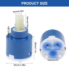 Set of 2 Ceramic Tap Cartridge, 35 mm Fittings Replacement Cartridge Kitchen Tap, Replacement Cartridge Single Lever Mixer Tap for Tap Bathroom, Kitchen Tap, Washbasin Tap