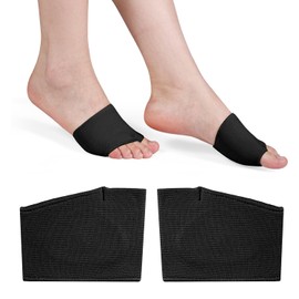 PEUTIER 2 Pairs Metatarsal Pads with Gel Pad, 2.95x2.95 Inch Metatarsal Foot Pads for Women Ball of Foot Pain Cushions Gel Sleeves Cushions Pad for Adults Kids Walking Travel (Black)
