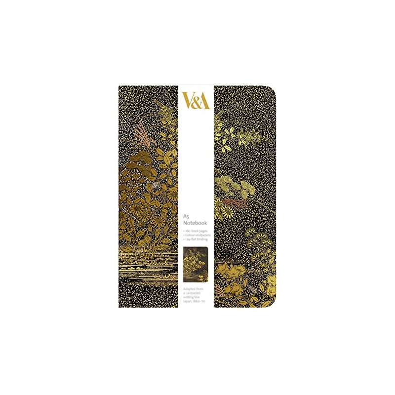 V&A Japanese Golden Leaves Design A5 Luxury Notebook (14.8 x